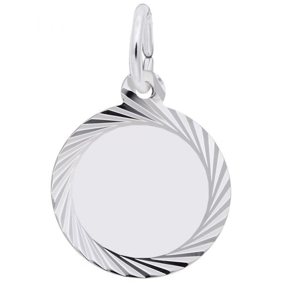 Sterling Silver 15mm Round Disc with Diamond Cut Edge Engraved 