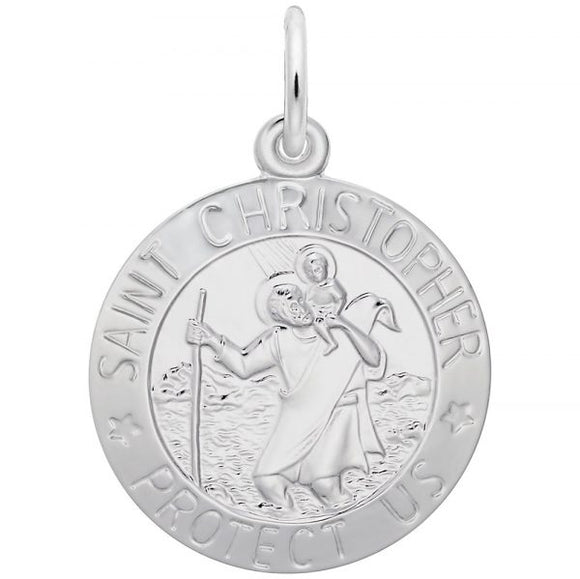 Sterling Silver Large St. Christoper Medal