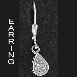 Sterling Silver Cubic Zirconia Teardrop Lever Back Earrings