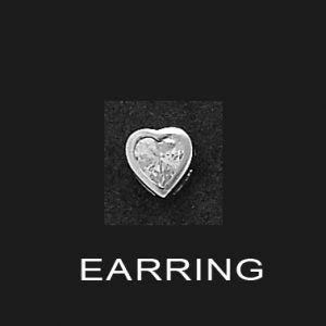 Sterling Silver Heart Cubic Stud Earrings