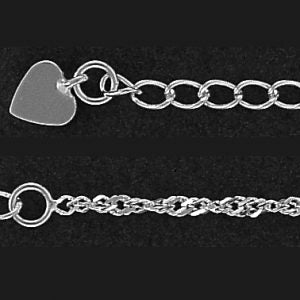 Sterling Silver 9" - 10.5" Light Singapore Anklet