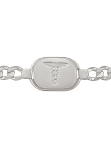 Sterling Silver Heavy Medical Bracelet with Curb Chain 8.5"