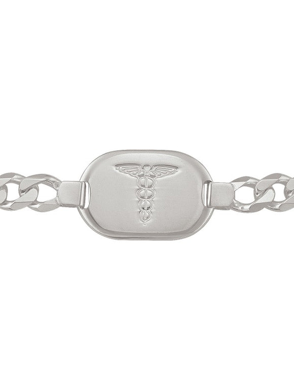 Sterling Silver Heavy Medical Bracelet with Curb Chain 8.5