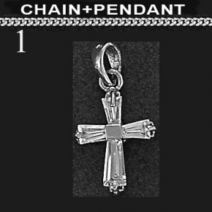 Sterling Silver Small CZ Cross with 18" Curb Chain