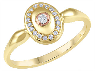 10K Yellow/Rose Gold Canadian Diamond (1) and Diamonds (18) Fancy Ring