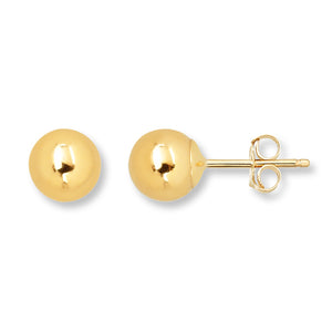 14K Yellow Gold 7 MM Ball Studs