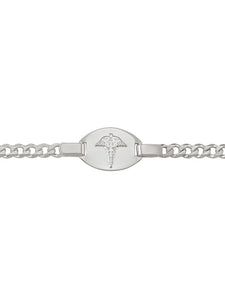 Sterling Silver Medical Bracelet with Curb Chain 7.5"