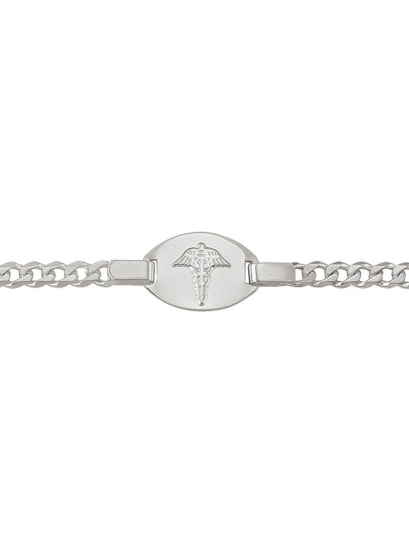 Sterling Silver Medical Bracelet with Curb Chain 7.5