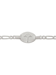 Sterling Silver Medical Bracelet with Figaro Chain 7.5"