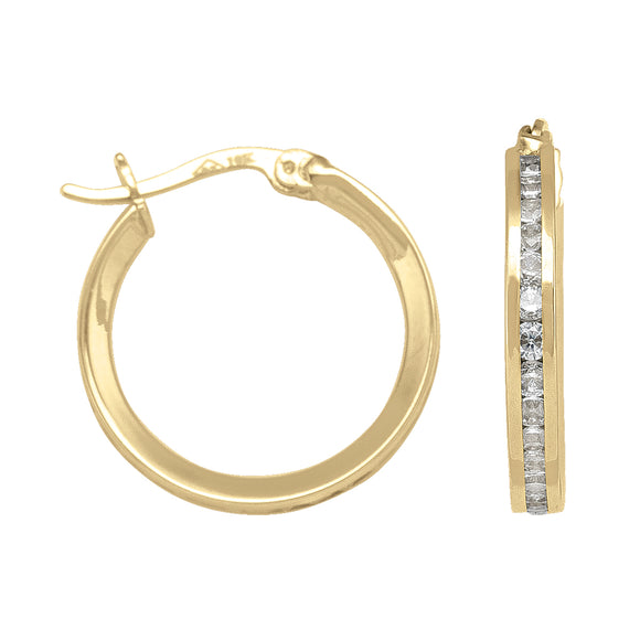 10K Yellow Gold CZ Small Hoops