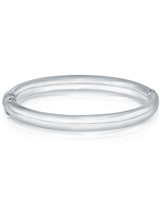 Sterling Silver Plain Oval Hinged Electroform Bangle