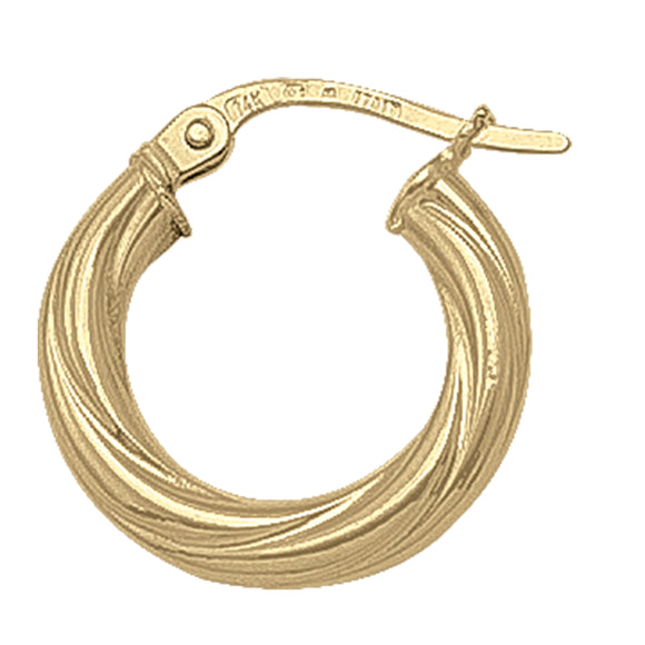 10K Yellow Gold Small Twist Hoops