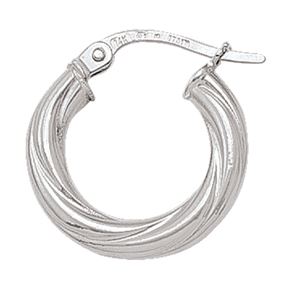 10K White Gold Small Twist Hoops