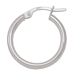 10K White Gold Medium Plain Hoops