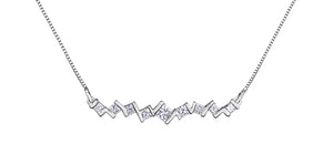 10K White Gold Canadian Princess Cut Diamonds 19" Necklace