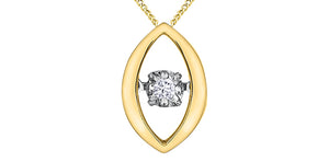 10K Yellow Gold "Pulse" Marquise Shaped Pendant with Diamond and 18" chain