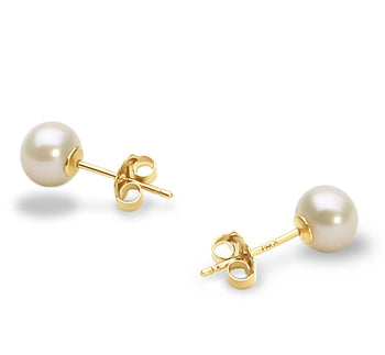 14K White Gold 6mm-6.5mm Freshwater Pearl Studs