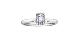 14k White Gold Emerald Cut Diamond Halo Engagement Ring