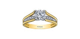 18K Yellow Gold/White Gold PD Canadian Diamond & 26 Diamond Shoulder Stone Engagement Ring