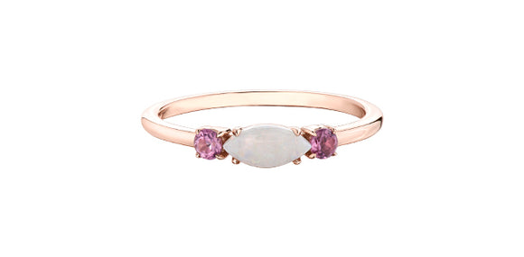 10k Rose Gold Opal & Pink Tourmaline Ring