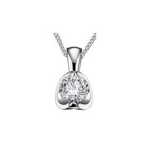 Forever Jewellery 10K White Gold Tension Set Diamond Pendant with 17" Chain