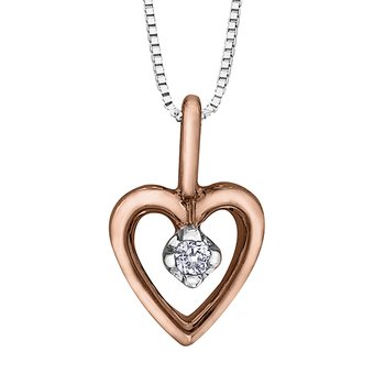 Forever Jewellery 10K Rose/White Gold Heart with Diamond Pendant and 17