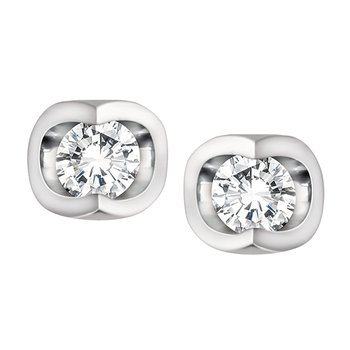Forever Jewellery 10K White Gold tension-set Diamond Stud Earrings