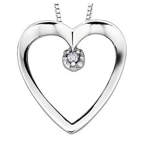 Forever Jewellery 10K White Gold Heart with Diamond and 17" Chain