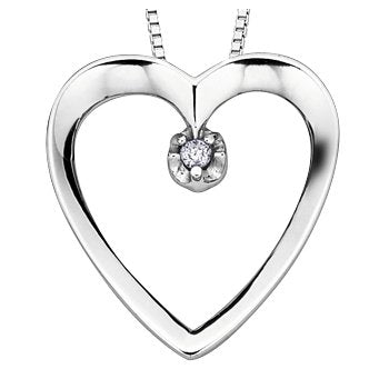 Forever Jewellery 10K White Gold Heart with Diamond and 17