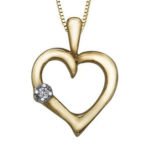 Forever Jewellery 10K Yellow Gold Heart with Diamond Pendant and 17" Chain
