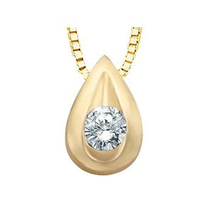 Forever Jewellery 10K Yellow Gold Tear Drop with Diamond Pendant and 17" Chain