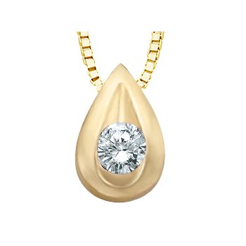 Forever Jewellery 10K Yellow Gold Tear Drop with Diamond Pendant and 17